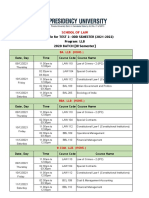 Time Table For TEST 2: ODD SEMESTER (2021-2022) Program: LLB 2020 BATCH (III Semester)