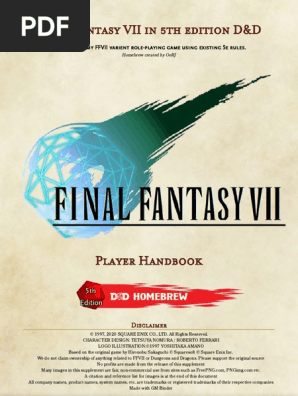 FFVII D&D 5E - Player Hand Book | PDF | Dungeons & Dragons | Final Fantasy