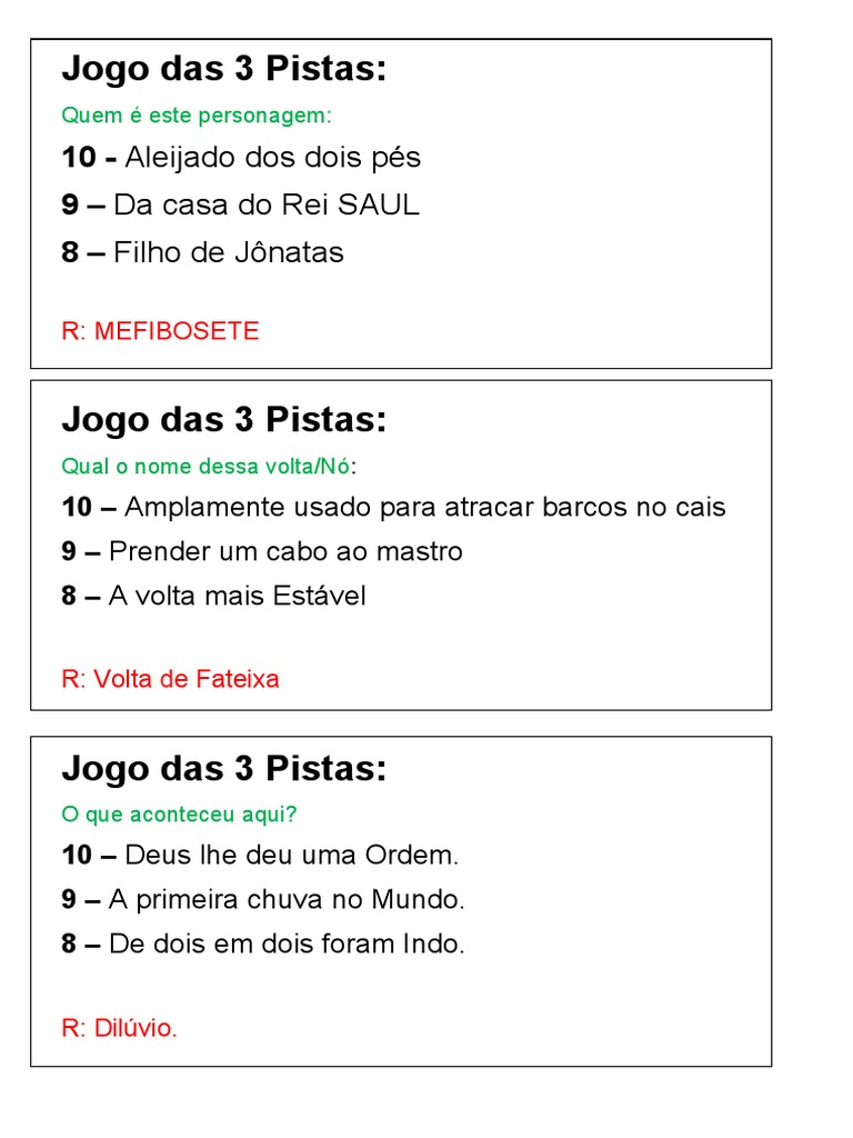 Jogo Das 3 Pistas, PDF, Dalila