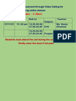 Schedule For Assessment Through Video Calling (Red)