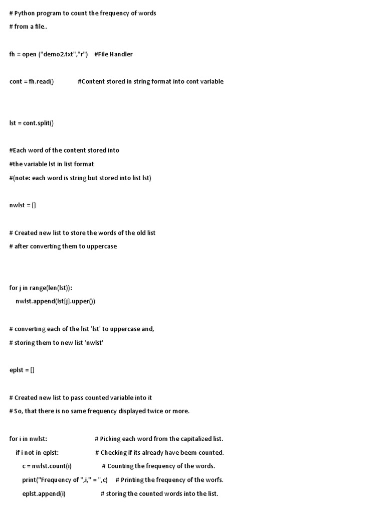 Python Program To Count The Frequency of Words From A Text File | PDF