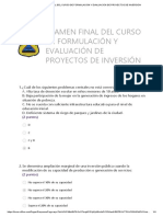 Examen Final Del Curso de Formulación y Evaluación de Proyectos de Inversión