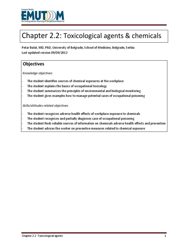 Toxicological Agent - Chemical | PDF | Asbestos | Cadmium