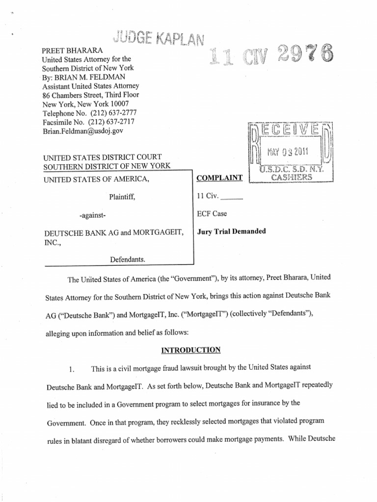 Deutsche Bank And Mortgageit Unit Sued For Mortgage Fraud