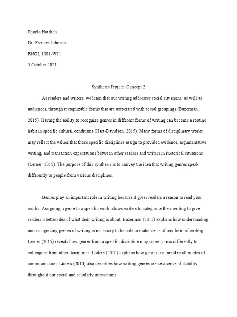 Synthesis Project Final Draft 2 | PDF | Genre | Rhetoric