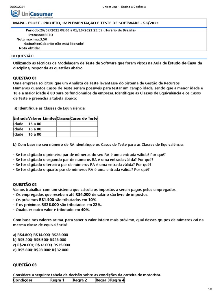 Projeto, Implementação e Teste de Software | PDF | Testes de software