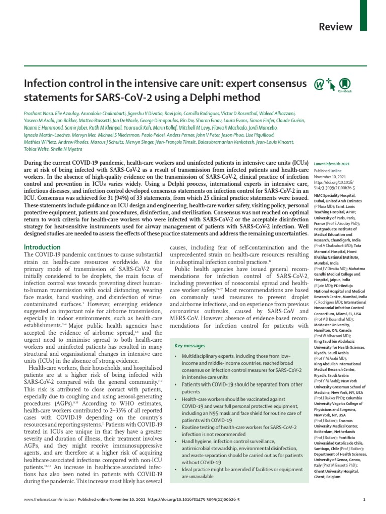 Infection Control in The Intensive Care Unit | PDF | Intensive Care ...