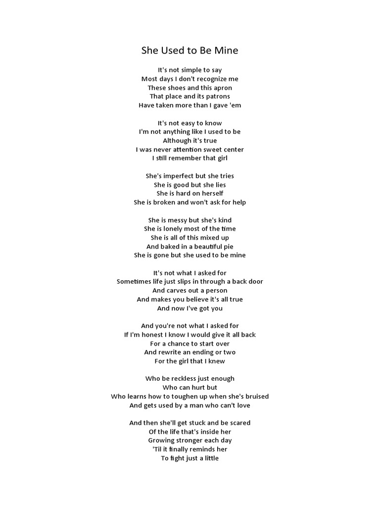 she used to be mine lyrics
