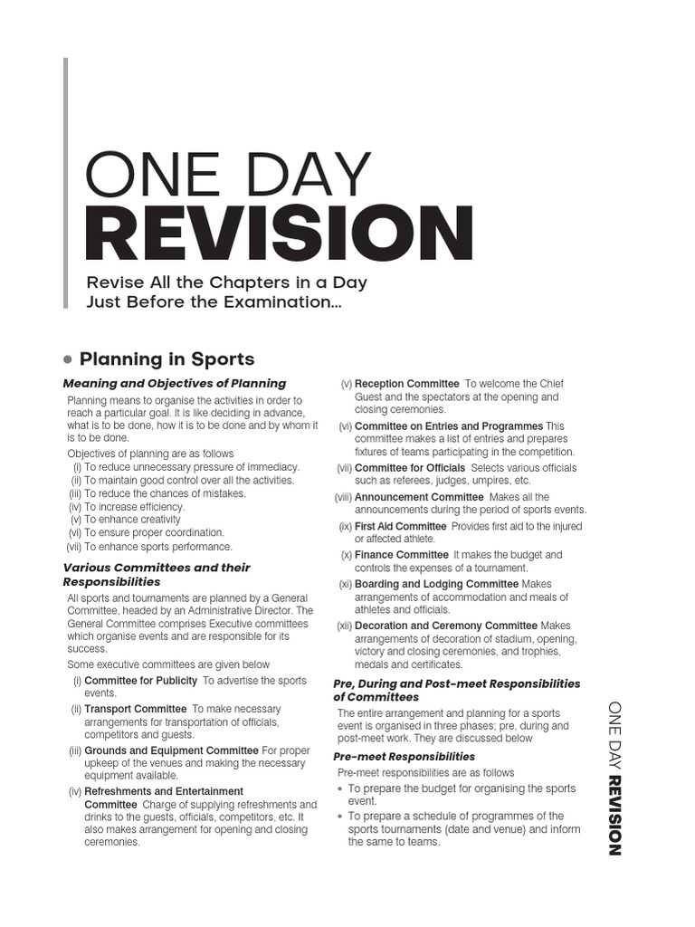 One Day Revision A Comprehensive Guide to Planning and Organizing