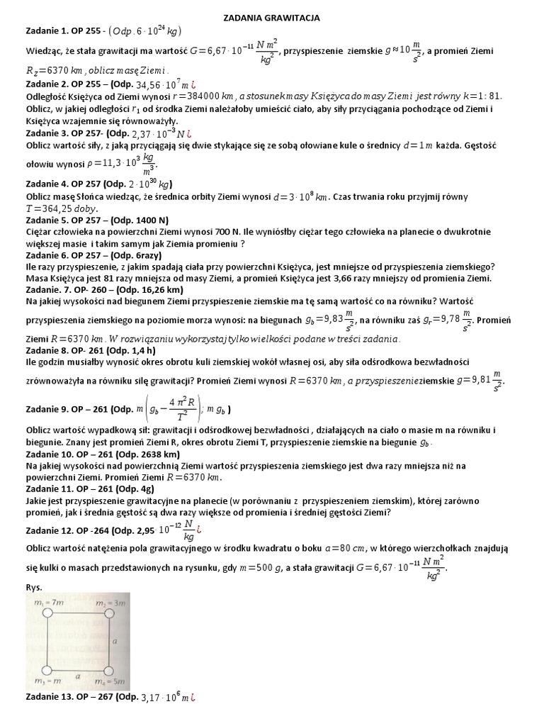 Odkryć Fizykę Astronomia I Grawitacja Sprawdzian