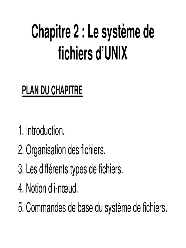 Système de fichiers UNIX: Concepts clés | PDF | Fichier informatique ...