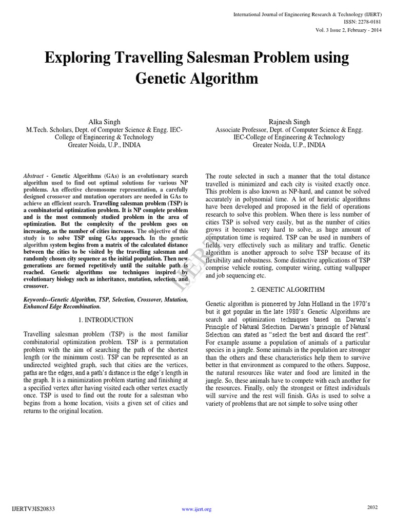 Exploring Travelling Salesman Problem Using Genetic Algorithm ...