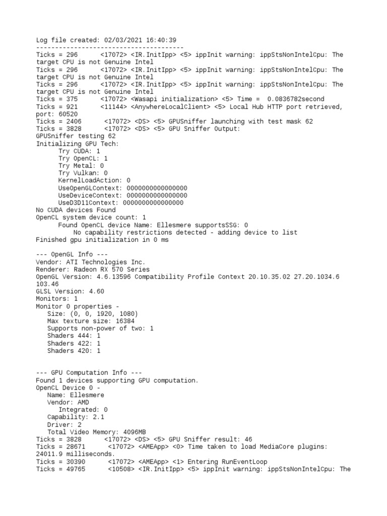Adobe Media Encoder Log | PDF | Graphics Processing Unit | Computer Science