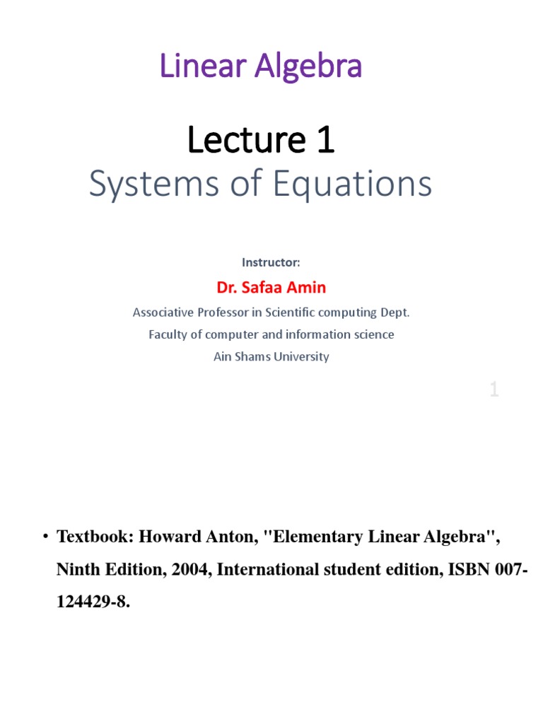 An Introduction to Linear Systems of Equations: Solving Systems Using ...