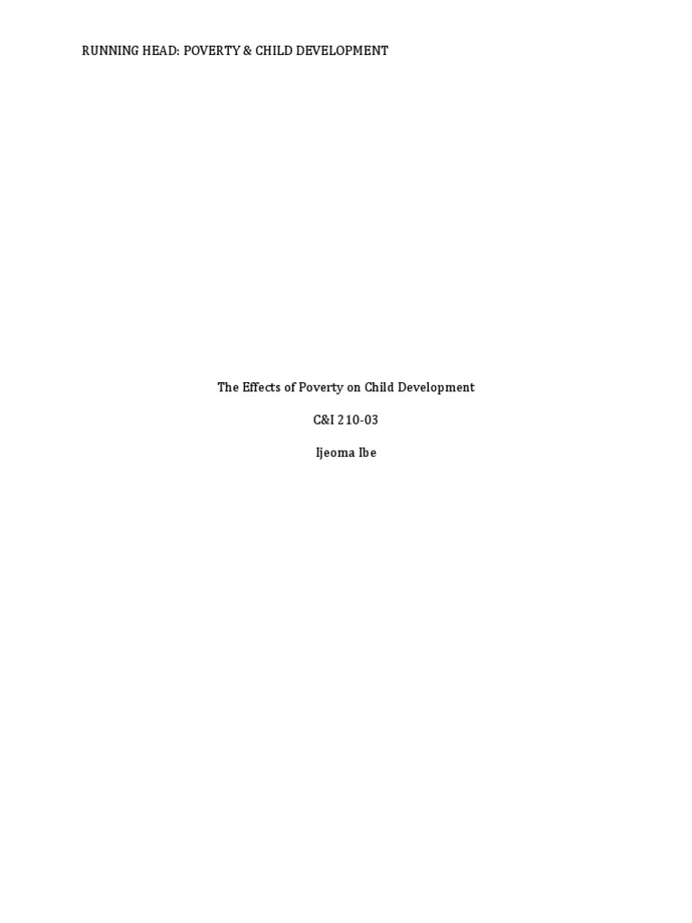 Impact of Poverty on Child Development | PDF | Relationships | Child ...