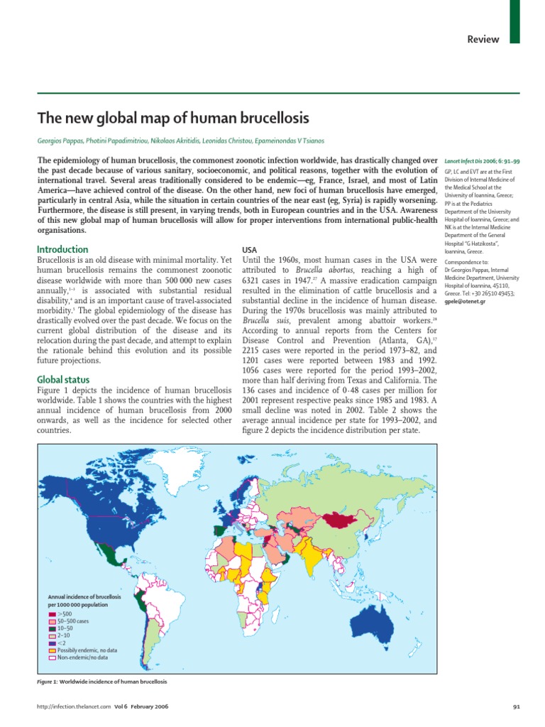 The New Global Map of Human Brucellosis: Review | PDF | Incidence ...