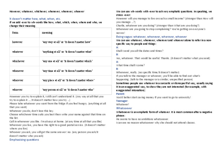 Understanding -ever Words | PDF | Philosophy | Language Arts & Discipline