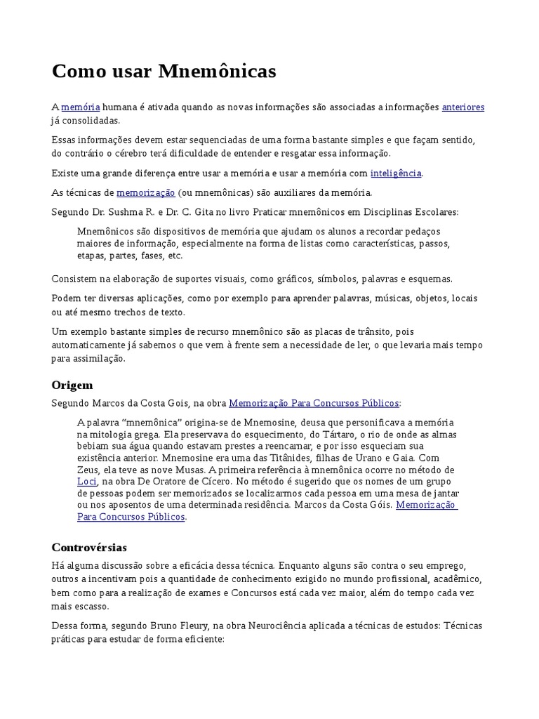 Como usar Mnemônicas: Técnicas de memorização e exemplos de sistemas e ...