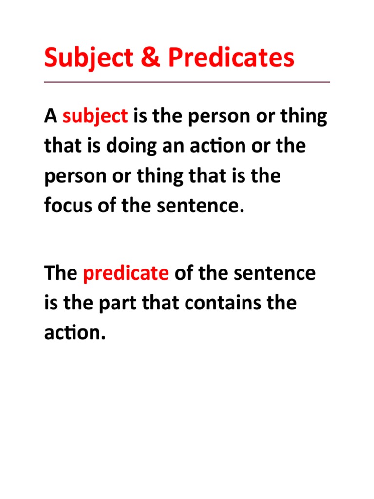 Subject & Predicates PDF Adverb Subject (Grammar)