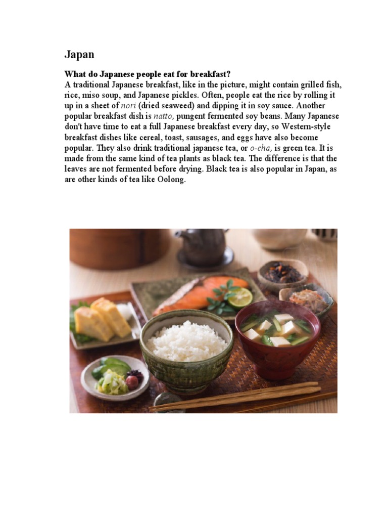 Japan: What Do Japanese People Eat For Breakfast? | PDF