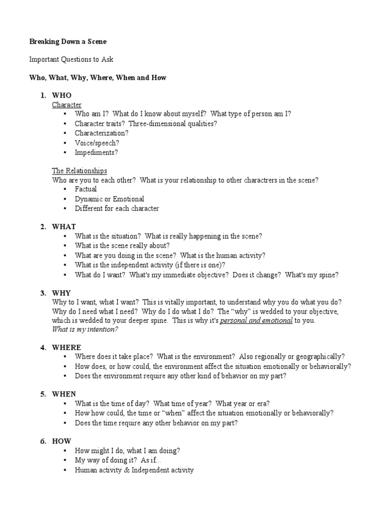 Analyzing Scene Elements: Key Questions | PDF