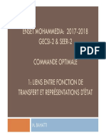 Commande Optimale - 1 - Passage Fonction de Transfert Vers Représentations D - État