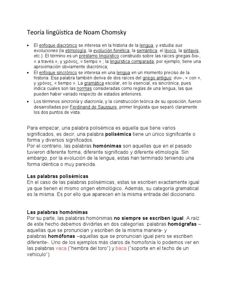 Teoría Lingüística De Noam Chomsky Pdf Los Símbolos Palabra