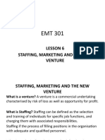 Lesson 6 Staffing, Marketing and The New Venture