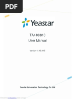 TA410/810 User Manual: Yeastar Information Technology Co. LTD