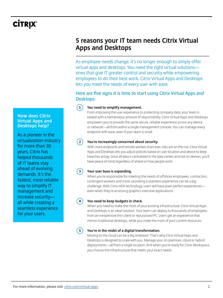 5 Reasons to Choose Citrix Virtual Apps | PDF | Citrix Systems | Mobile App