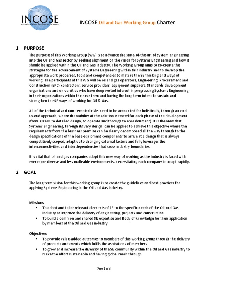 Oil and Gas Systems Engineering Charter | PDF | Systems Engineering ...