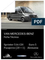 Ficha Tecnica Sprinter 516 CDI Euro 5 FV Pasajeros 20 1 Automatica 2019 CV