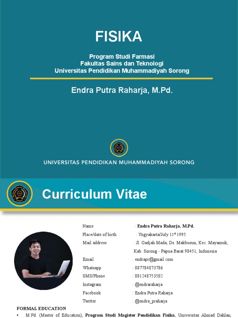 CV Endra Putra Raharja, M.Pd. Fisika | PDF | Fisika | Mekanika
