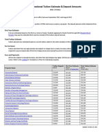 International Tuition Estimate & Deposit Amounts