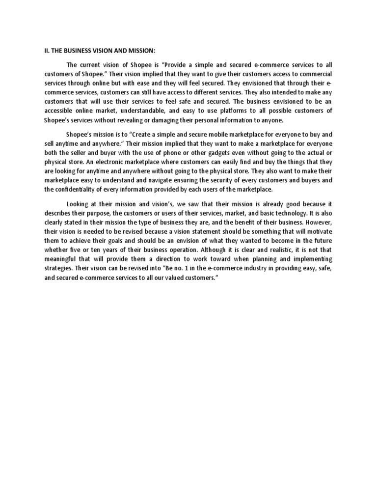 Shopee's Mission and Vision | PDF