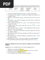 Exercise 1: Fill in Gaps With The Most Appropriate Phrasal Nouns Provided in The Box