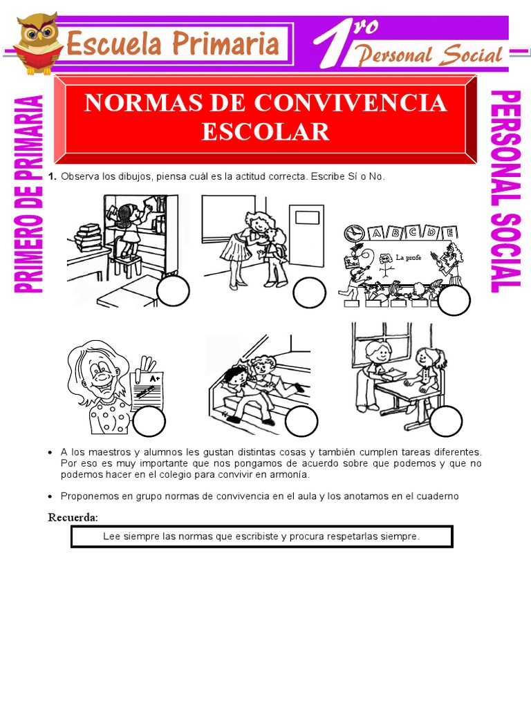 Normas de Convivencia para Primero de Primaria | PDF