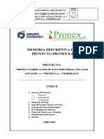 Memoria Descriptiva Del Proyecto "DISEÑO Y FABRICACIÒN DE NAVE INDUSTRIAL A DOS AGUAS Nº04 DE 105 M 2 PRONEX S.A - CHORRILLOS"