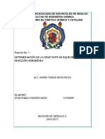 Reporte No. 1 - Determinación de la Constante de Equilibrio de una Reacción Homogénea