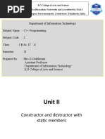 CPP - Unit II - Constructor and Distructor