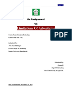 Limitations of Advertising: An Assignment On