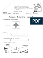 Avaliação de História e Geografia