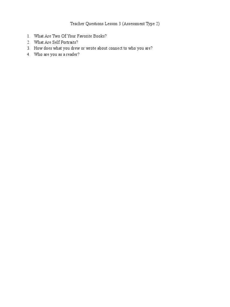 Teacher Questions Lesson 3 PDF