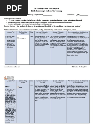 co-teaching lesson plan