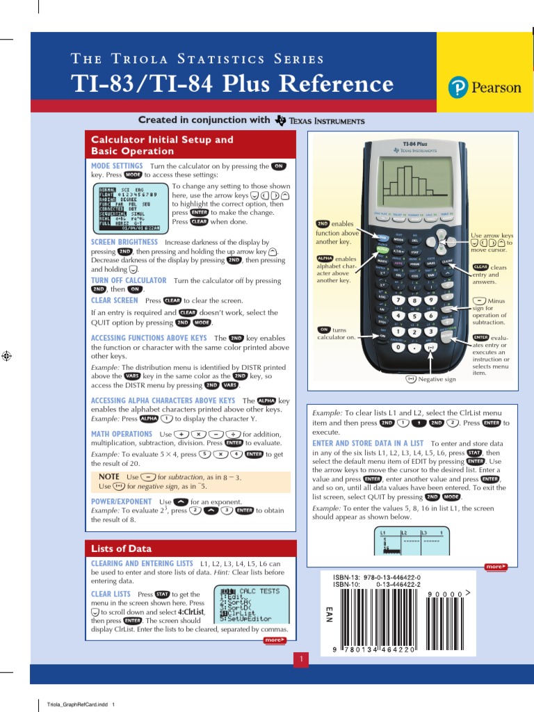 TI-83 & TI-84 Plus Reference Sheet-1 | PDF | Menu (Computing) | Computing