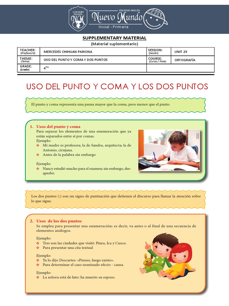 Uso del Punto y Coma y Dos Puntos | PDF | Coma | Tipografía