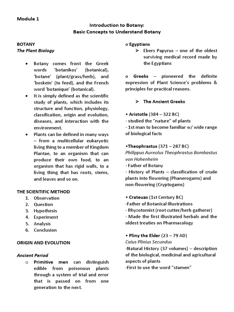 BOTANY Notes PDF Botany Taxonomy (Biology)