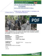 Plan de vigilancia Covid-19 obra canal pluvial Unión Vista Alegre