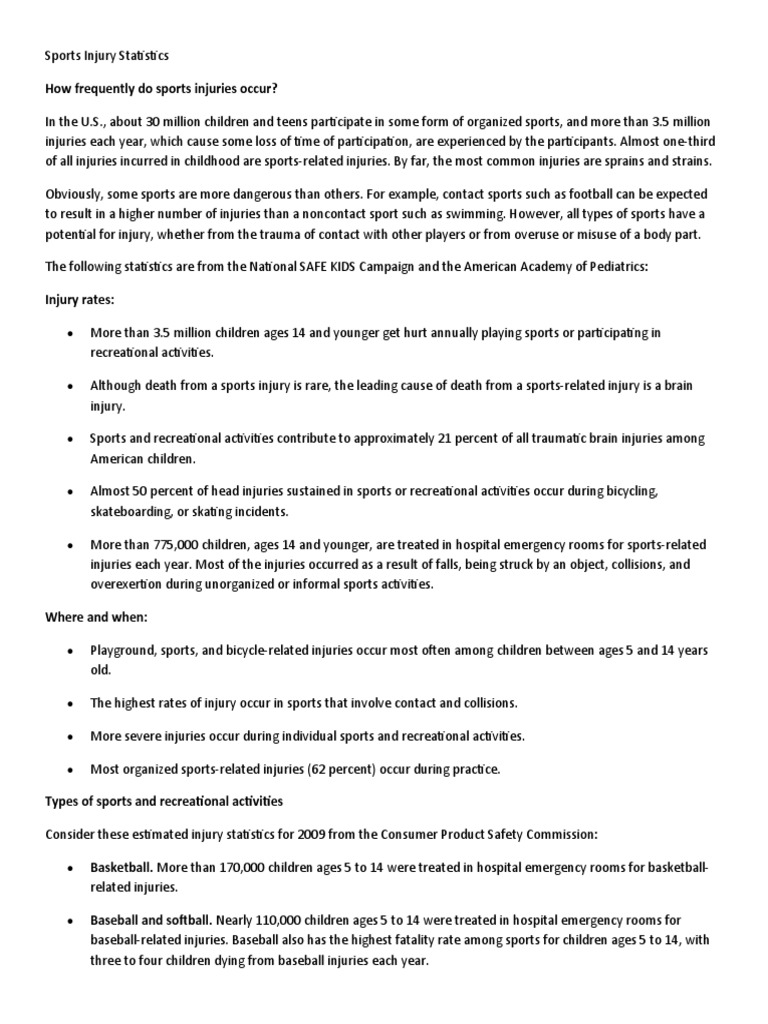 Sports Injury Statistics PDF Traumatology Injury