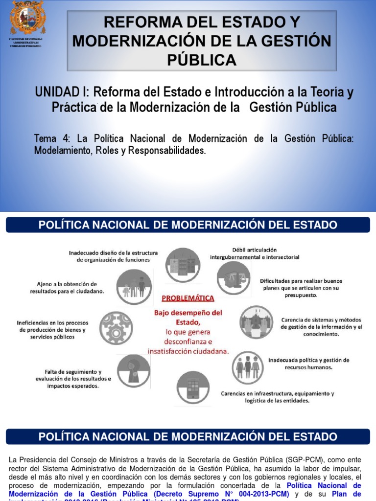 UNMSM - Tema 4 - Política Nacional de Modernización de La Gestión ...